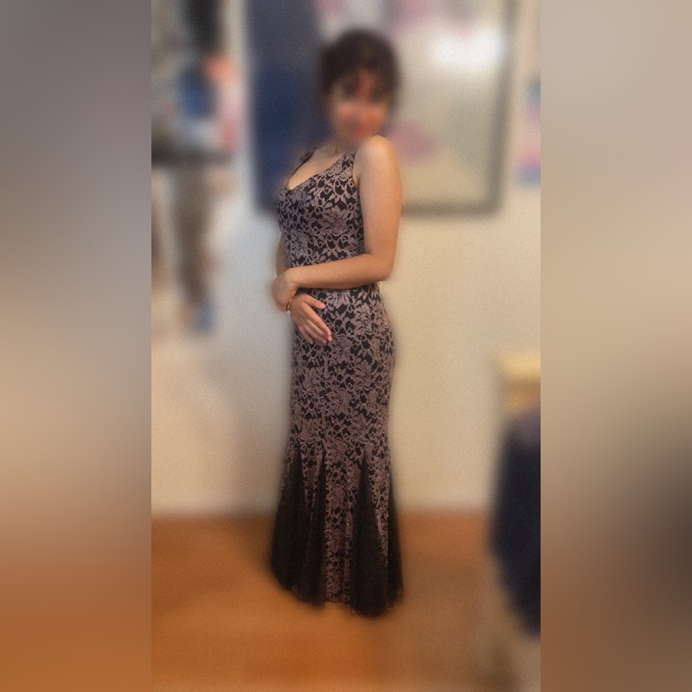 Long tight sparkly purple dress